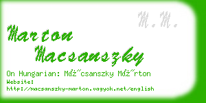 marton macsanszky business card